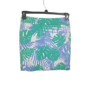 Ann Taylor Loft Mini Skirt 2 Petite Green Blue Floral Mini Lined Coquette Beachy